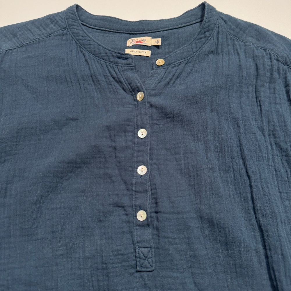 Faherty Deep Blue Organic Cotton‎ Shirt Women’s Size Small - Picture 3 of 8